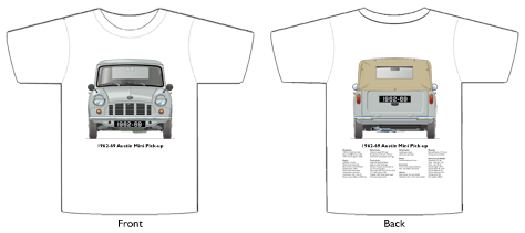 Austin Mini Pick-up (with tilt) 1961-69 T-shirt Front & Back
